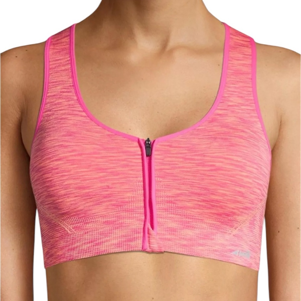 Avia | Zip-front Sports Bra, Fuscia Space Dye